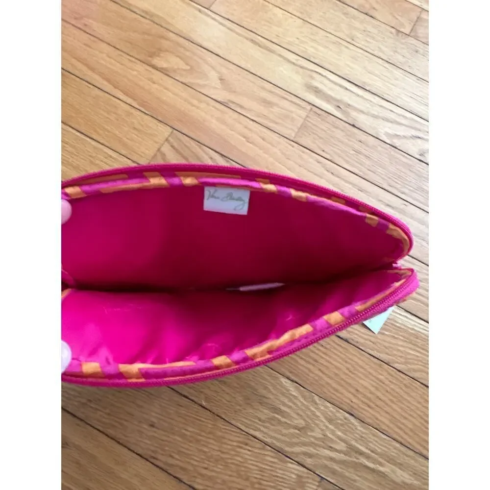 Vera Bradley E Reader Sleeve Ziggy Zaggy Pink Cosmetic Bag Nylon Lined Quilted